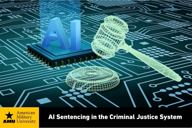 ai-sentencing AI image of a gavel and computer chip
