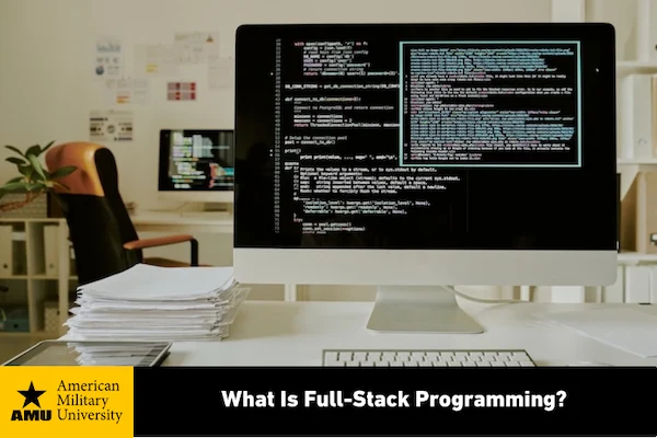 computer displaying full-stack programming