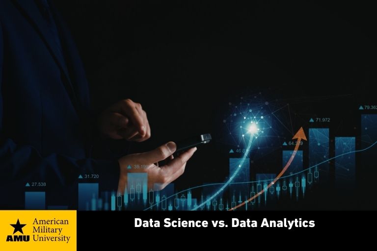 Data science professional looking at mobile phone
