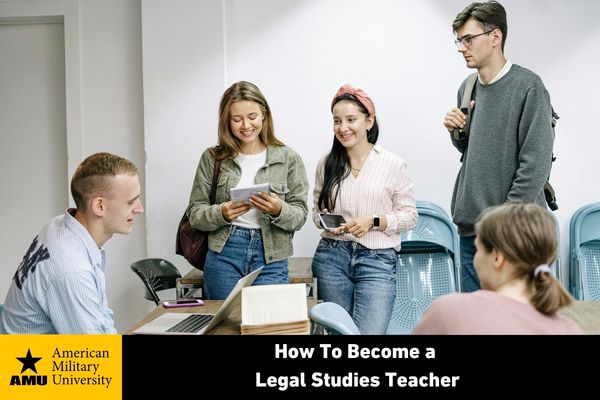 legal studies teacher with students