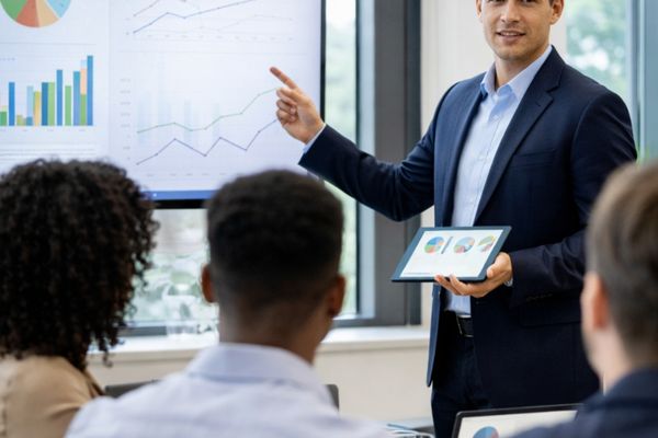 marketing manager presenting data