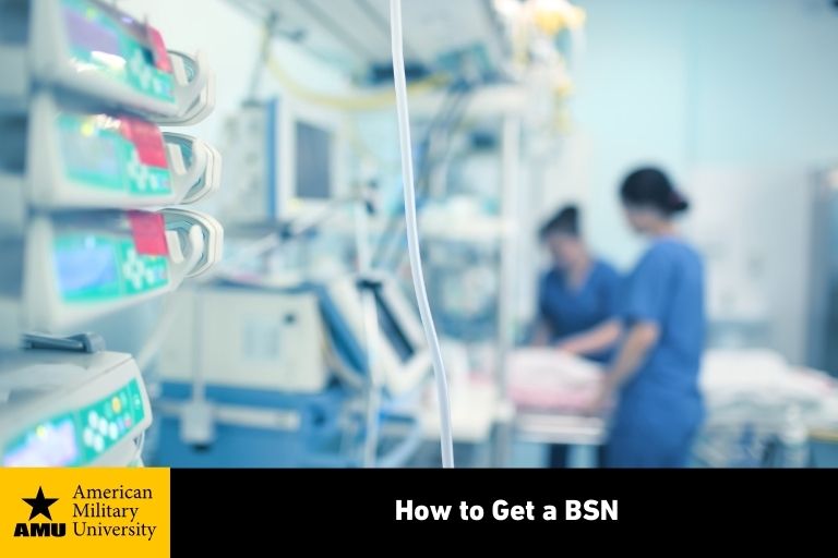 how-to-get-a-bsn-amu closeup of hospital monitors with nurses in the background