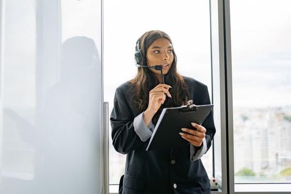 masters in counterintelligence student wearing headset