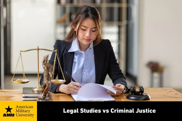 student reading about legal studies vs criminal justice