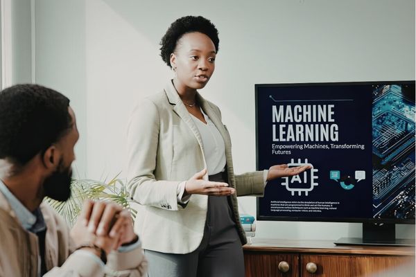 student presenting about machine learning vs ai certification