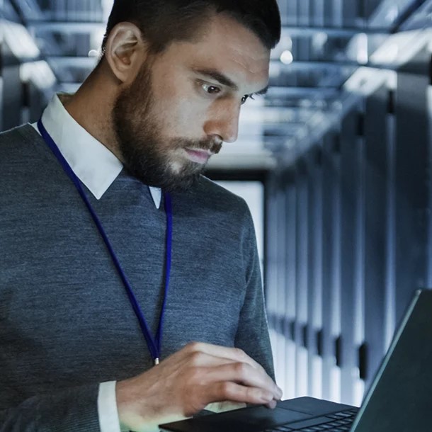 computer science student on laptop