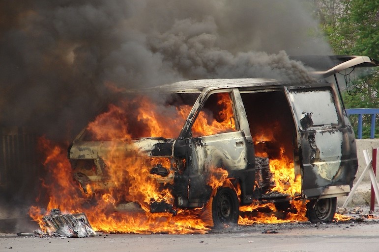 radicalized crime of van on fire