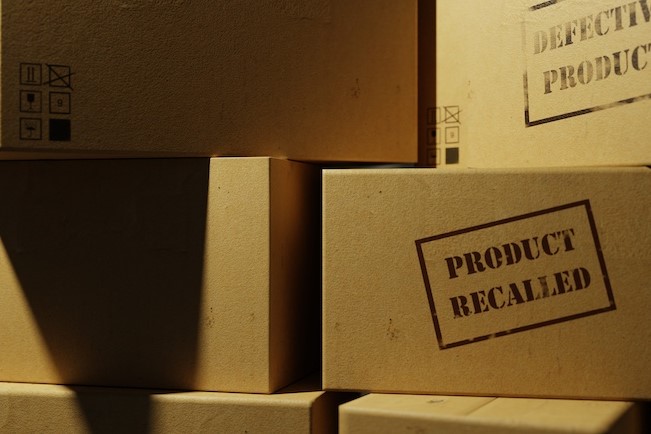 product recall stamped on box