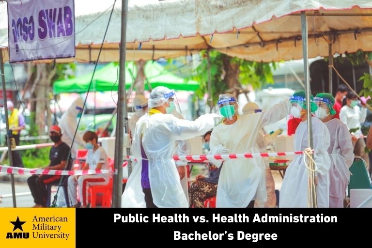 public health employees working at outdoor clinic