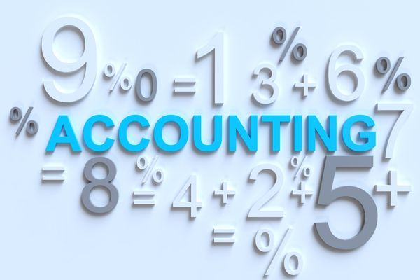 numbers and mathematic symbols surrounding the word accounting