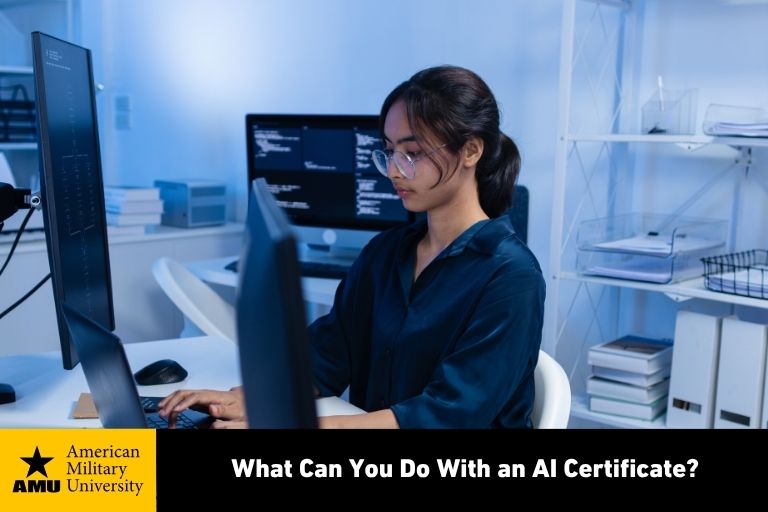 what-can-you-do-with-an-ai-certificate student researching what can you do with an ai certificate