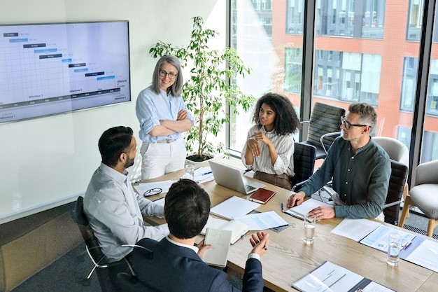 business administration professionals in meeting