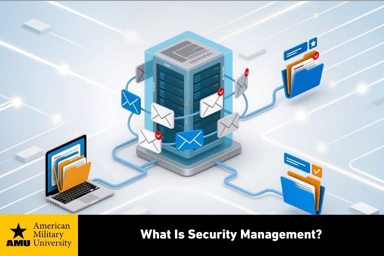 what-is-security-management security management illustration of files and computer server