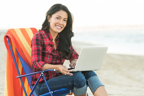 Woman Sitting With Laptop