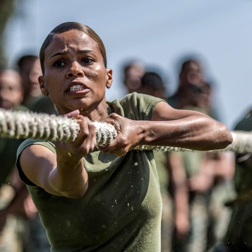 Female Soldier Pulling Rope
