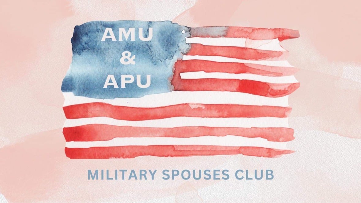 flag with AMU & APU military spouses club name